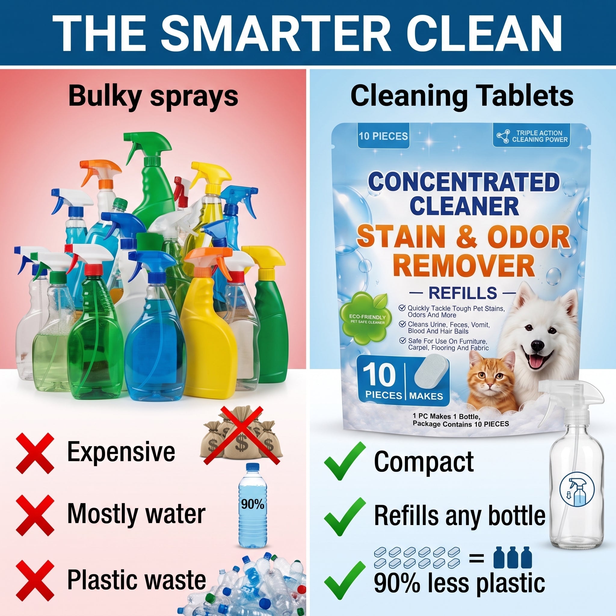 The smarter clean — tablets vs bulky sprays comparison